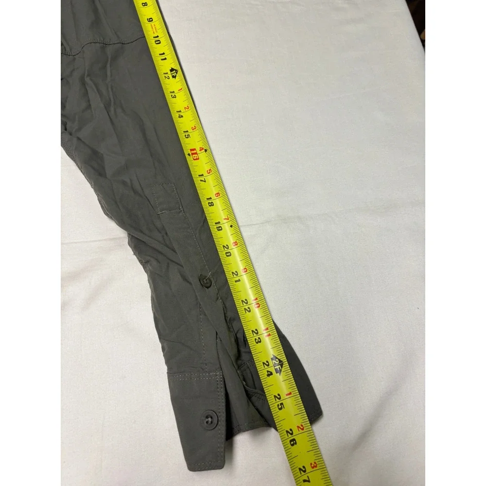 The North Face Mens Tekware Long Sleeve Button Up Hiking Shirt Green Medium